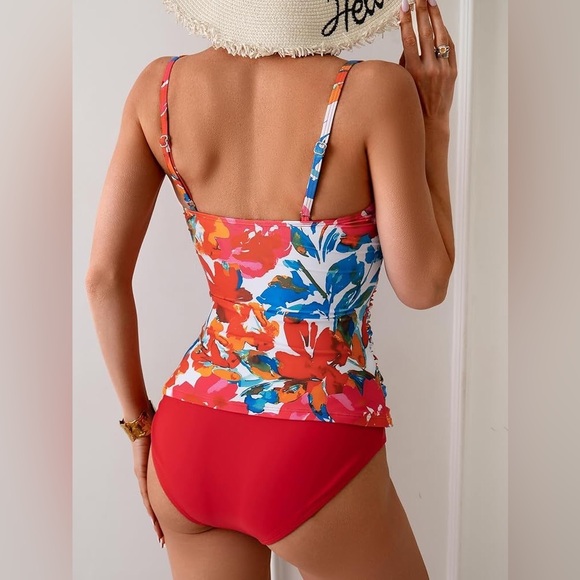 Women's Swimsuit Tankini Tummy Control Bathing Suits High Waisted Bottom - Picture 3 of 4